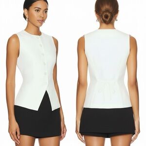 SNDYS by REVOLVE Emiliana Button Up Sleeveless Vest Top in Ivory Large